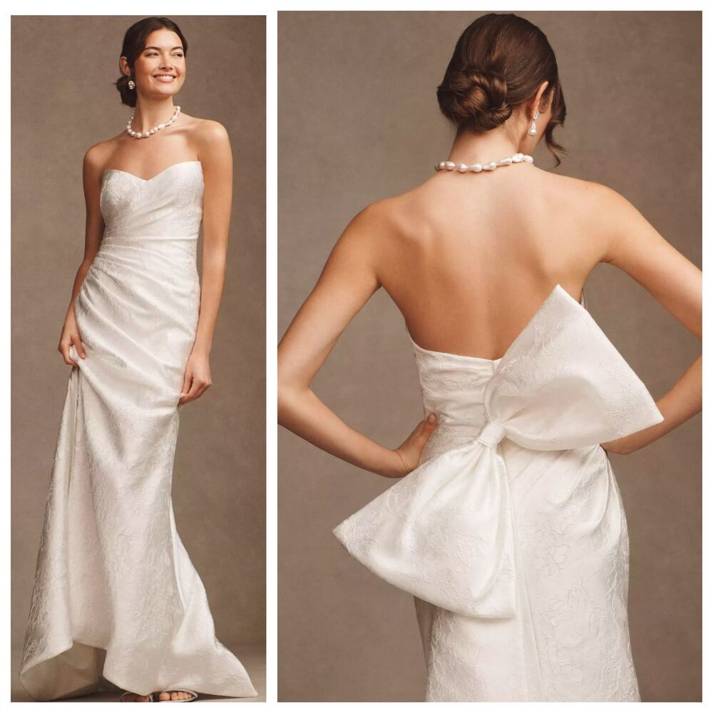 Wtoo by Watters Callahan Strapless Bow Back Wedding Dress Anthropologie 22W